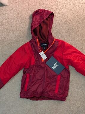 Lands' End Kids' Two-Tone Red Hooded Rain Anorak Size Small (8) NWT
